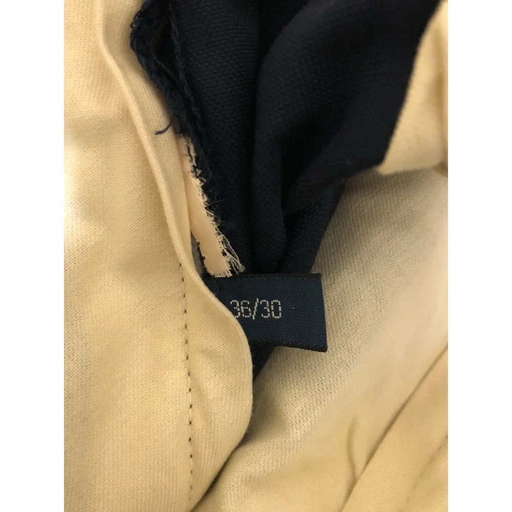 VTG Polo Golf Pants Men 36x30 Navy Blue Pleated Cuffed Chino Trousers